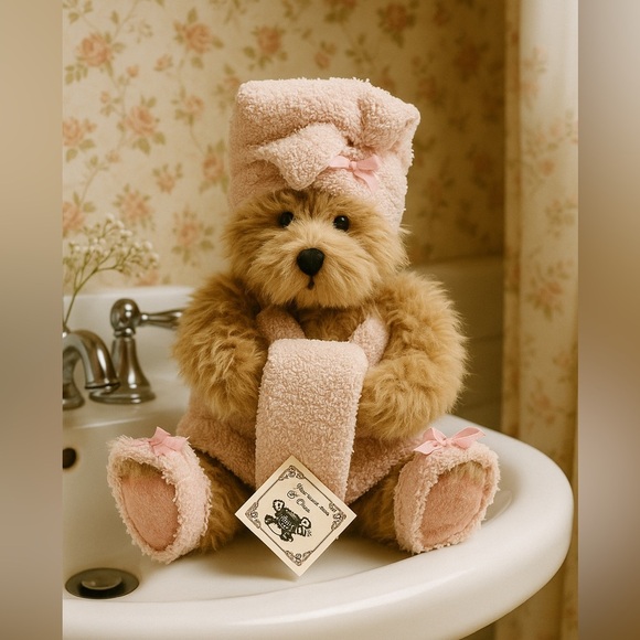 NWT 1980’s Vintage “Bathing Bear” Char Plush Spa Day Teddy Ozark Mountain Crafts - Picture 1 of 8